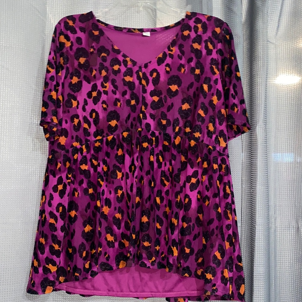 Catos purple cheetah print blouse